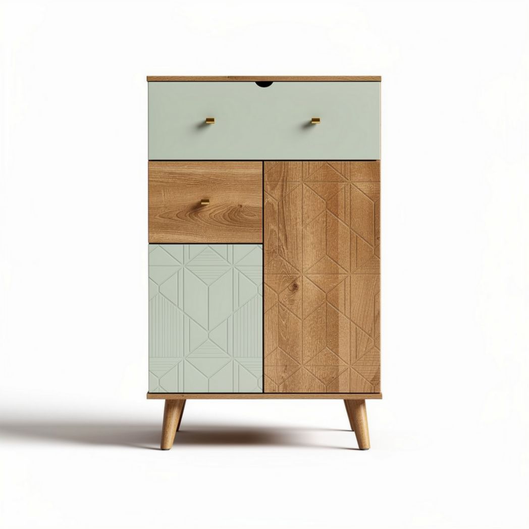 Wooden Storage Cabinet with Two Drawers and Two Doors – Modern Design, Suitable for Living Room or Bedroom – 40 x 30 x 80cm