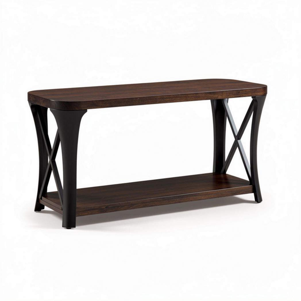 Wooden Console Table – Suitable for Entryway or Living Room, Made of Solid Wood and Metal, Dimensions 120 x 40 x 75cm