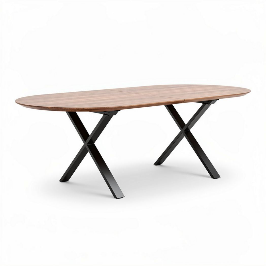 Oval Dining Table for Home and Office Use, Made of Wood and Metal, 180 x 90 x 75cm