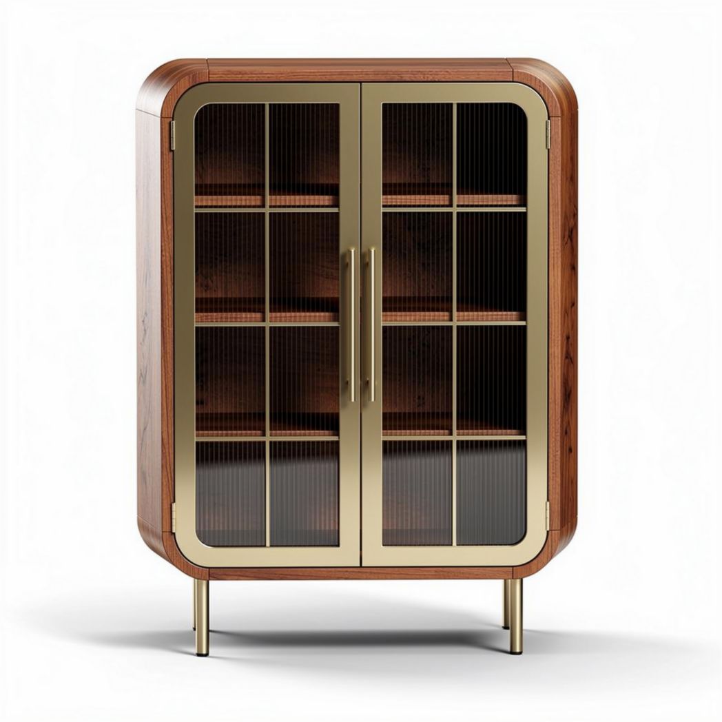 Wooden Display Cabinet with Glass Doors for Living Room Storage – 80 x 40 x 110cm
