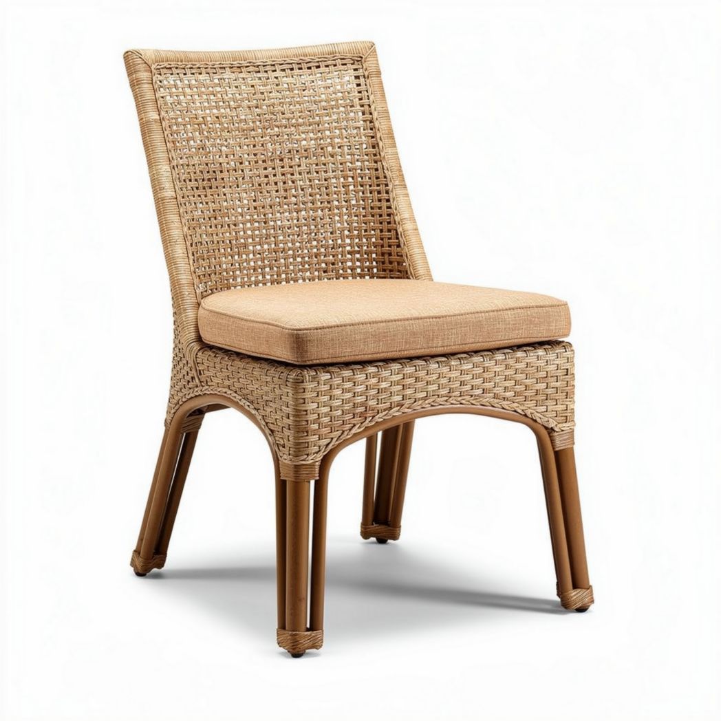 Woven Outdoor Dining Chair – Suitable for Patio Use – Rattan and Cushioned Seat – 45 x 45 x 85cm
